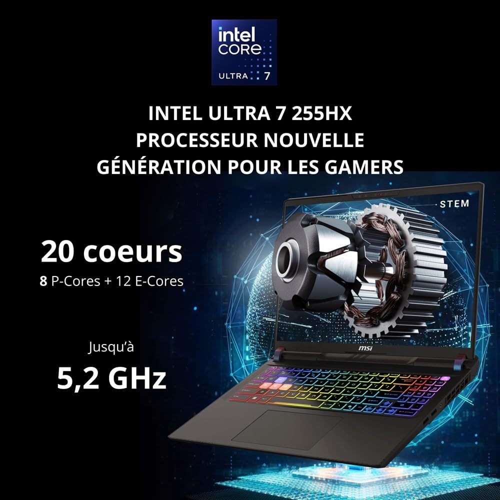 MSI Vector 16 HX AI A2XWHG-282FR : Intel Ultra 7 255HX – 16GB DDR5 – SSD 1TB – Nvidia RTX5070Ti 12GB – 16” QHD+ 240Hz – Windows 11 Famille