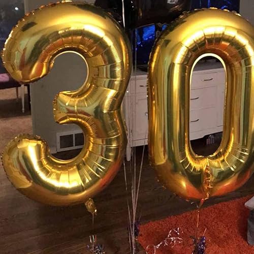 Miniatura 5 de Globo número 7 de 40 pulgadas, globos dorados para fiesta de cumpleaños, papel de aluminio de helio, globo grande digital de Mylar