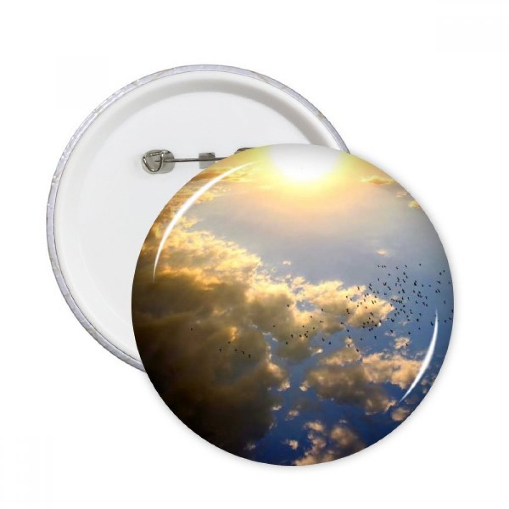 Pins Orange Soleil Ciel Nuages Badge Rond Bleu Vêtements Décoration Multicolore - 3