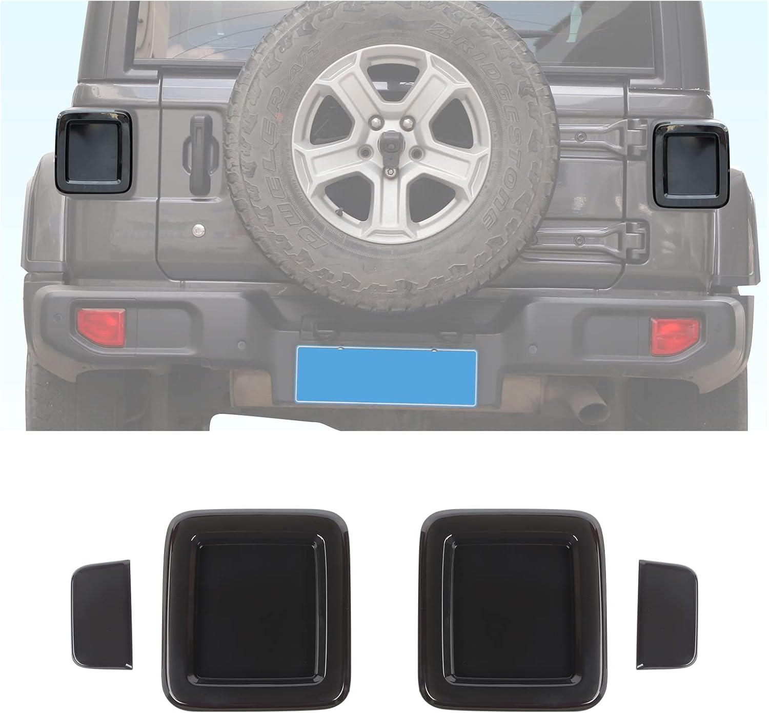 Hoolcar Tail Light Lamp Cover Guard Trim Frame Bezels Decoration Accessories for 2018-2024 2025 Jeep Wrangler JL JLU, for Halogen Lamp (Smoked Black)