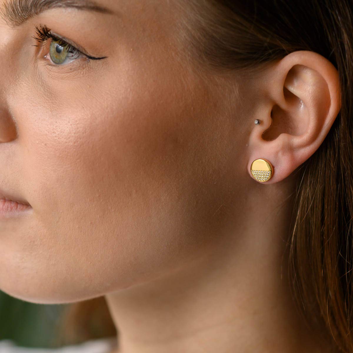 Runde Ohrstecker Silber 925 - Zirkonia Ohrringe 10mm flach für Damen SO-452 | Elegante Stecker aus hautfreundlichem 925 Sterling Silber rhodiniert oder vergoldet von MATERIA by Matthias Wagner
