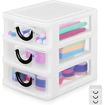 White Plastic 3 Drawer Organizer for Crafting Supplies and Cosmetics Tools