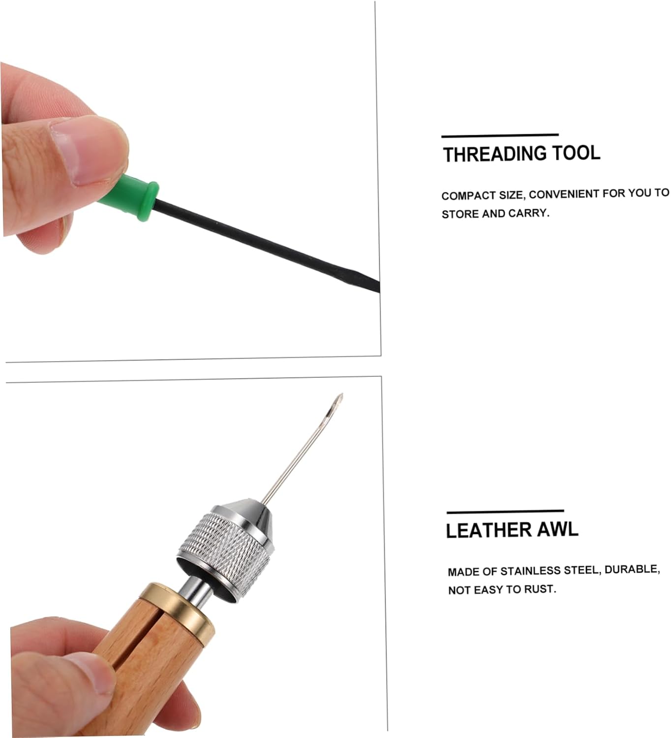 Hohopeti DIY Leather Sewing Awl Kit for Handmade Crafts Quick Stitch Repair Tool Needles and Thread Portable Leathercraft Supplies