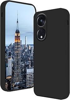 Reno 8T 4G جراب سيليكون لموبايل اوبو رينو 8 تي شبكة الجيل الرابع ، ممتص للصدمات من الجل السائل مع بطانة ناعمة المايكروفايبر اسود