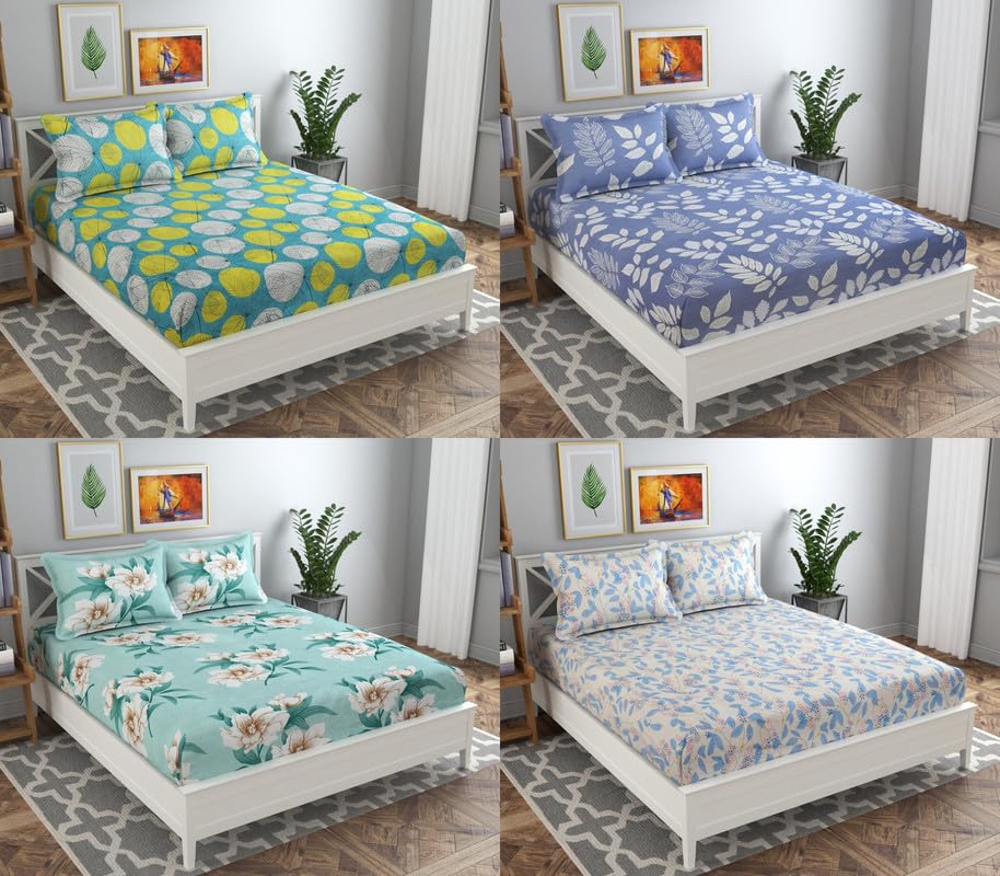 BSB Home Prime Combo Pack of 4 Double Bedsheets with 8 Pillow Covers|160 TC Soft Brushed Microfiber -Long Lasting & Wrinkle Free - 220X218 Cm Or 7ftx7ft, Green Grey & White (B0CZ8H7XQP) Amazon Price History, Amazon Price Tracker