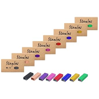 Mogoostry Colored Mini Staple Refills for No.10 Mini Stapler - Jam Free, 1000pcs/Pack 8 Packs No.10 Staples Total