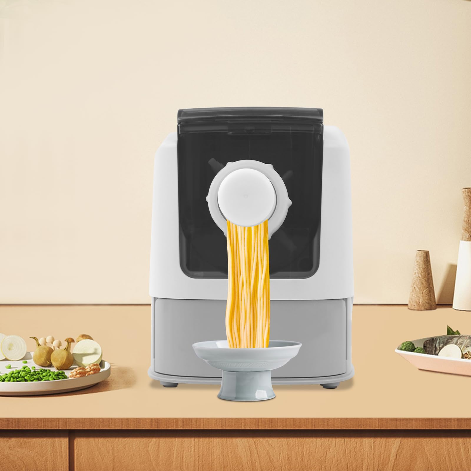 Macchina elettrica per la pasta, 260W automatica con 13 dischi per pasta – per pasta, lasagne, spaghetti e gnocchi. Include misurino, spatola per la pulizia e bicchiere per la farina