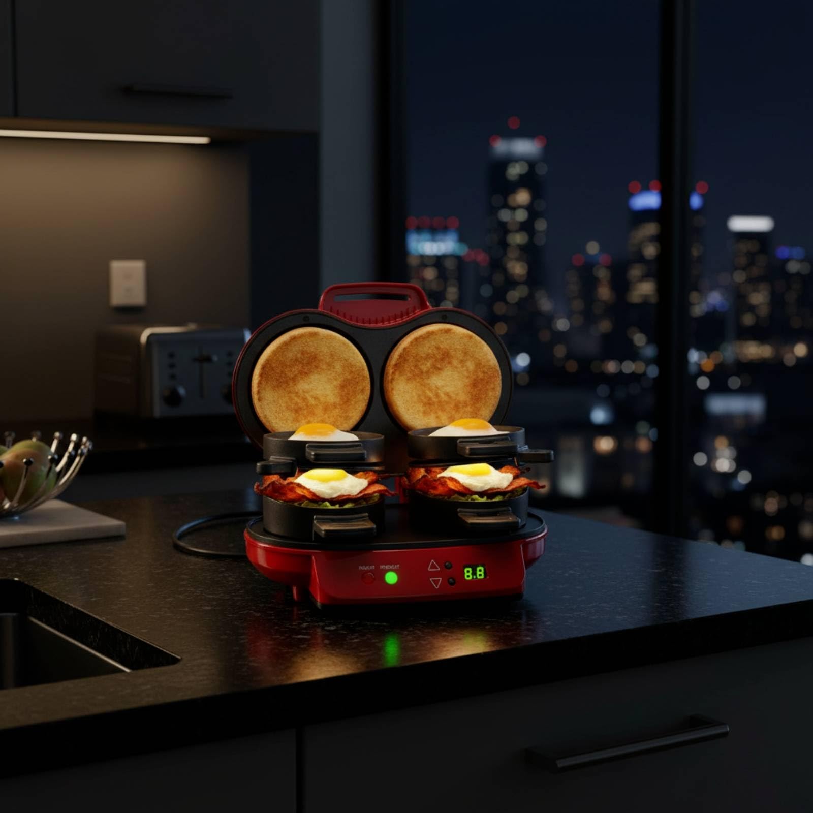 predolo Hamburguesera Eléctrica con Doble Cabezal Eléctrico Parrilla Pequeño Grill para Estudians
