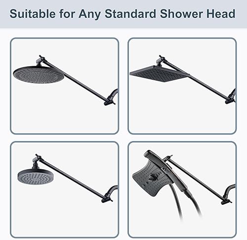 Vista 49 de BRIGHT SHOWERS Extensor de brazo de ducha de latón para lluvia y cabezal de ducha de mano, brazo de extensión universal de 5 pulgadas, altura y Cromo