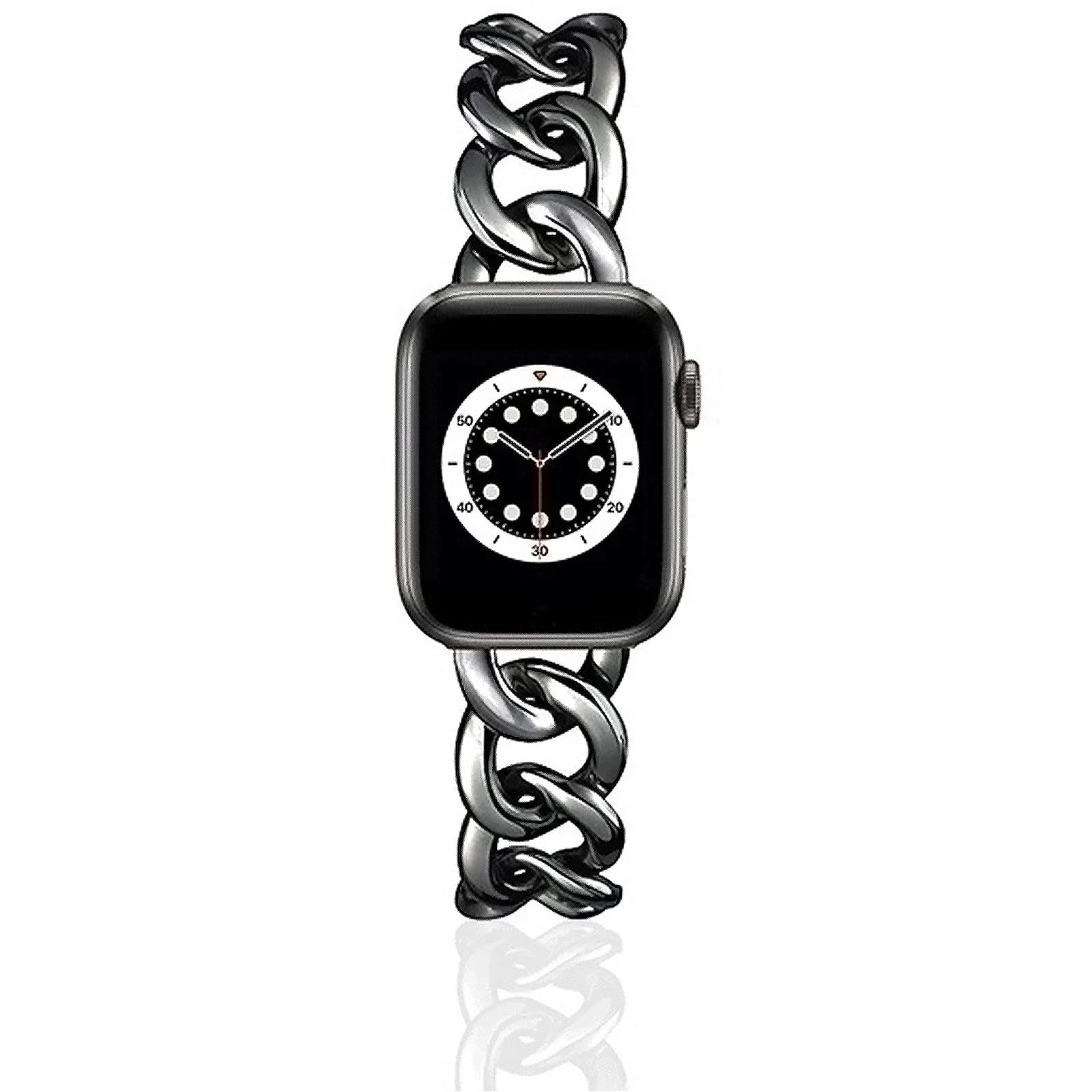 38/40mm Black Cool Women Chain Metal Smartwatch Bands Compatible for Apple Watch Bands SE Series 5 Series6 Man Durable Adjustable Watch Band Compatible for Iwatch 6/5/4/3/2/1 (38/40mm, black cold)