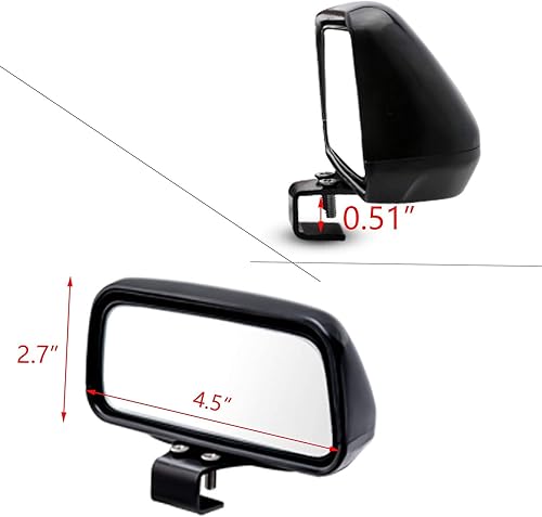 Miniatura 4 de Xotic Tech - Espejo de punto ciego, 4.5 pulgadas, rectangular, de vidrio HD, convexo, ajustable, gran angular, espejo retrovisor, universal para