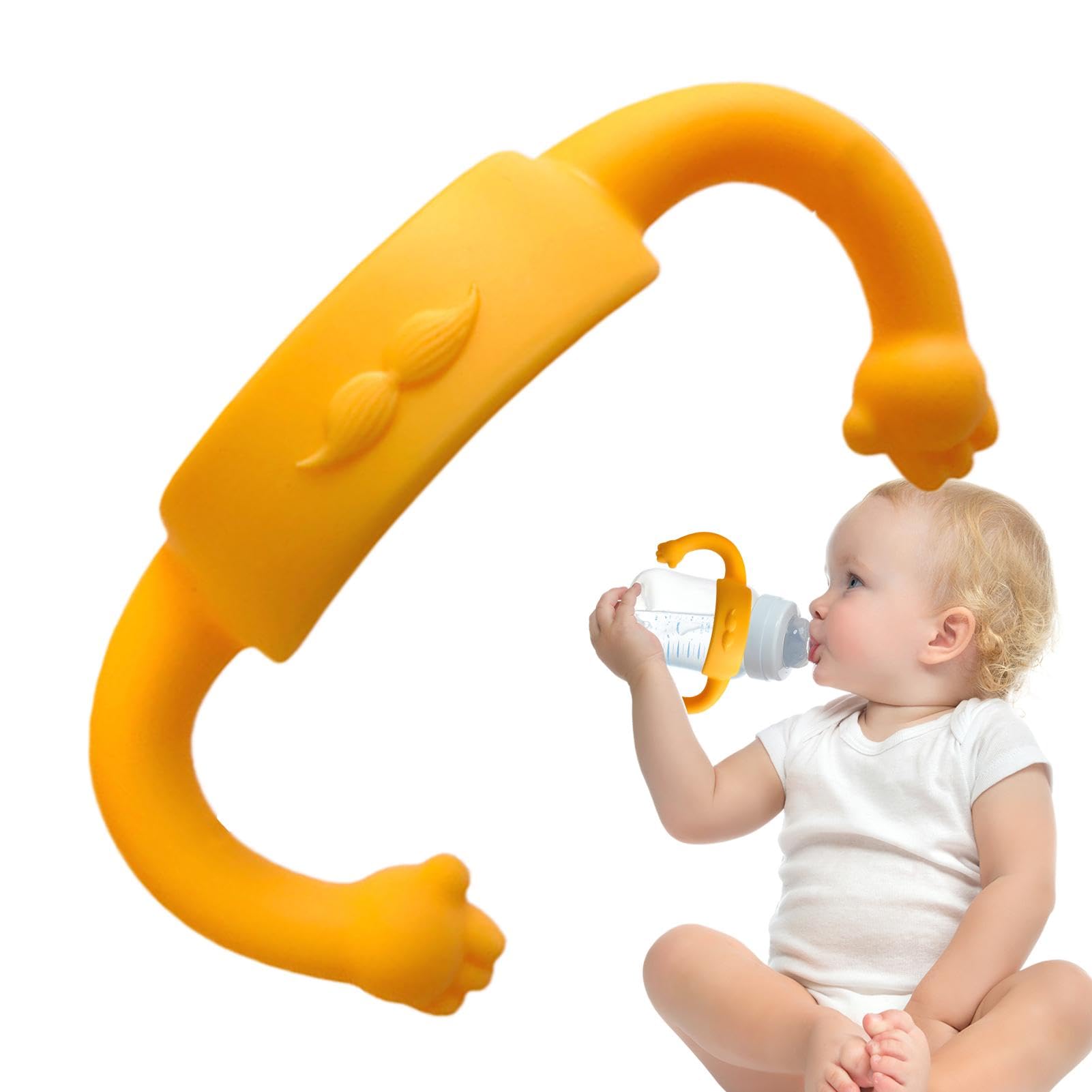 Baby Bottle Handles - 2-Pack Silicone Grips For Sippy Cups & Bottles, 2.95x2.76 Inches, Heat Insulation & Easy To Clean (White, Orange, Violet)
