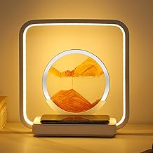 LIROPAU Sand Pictures for Rotating, Flowing Sand Art with LED Light, Moving Sand Art, 3D Dynamic Sand Picture, Wireless Charging, Moving Sand Art Picture, Landscape for Desktop Decoration (Orange)