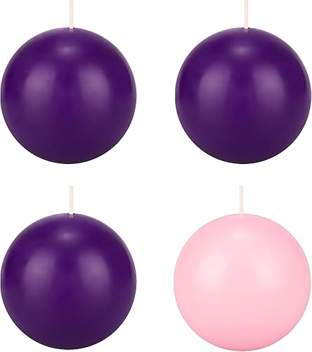 Miniatura 8 de Mega Candles 4 velas redondas de adviento de Navidad sin perfume, velas de cera prémium vertidas a mano de 2 x 3 pulgadas, vacaciones, iglesia,