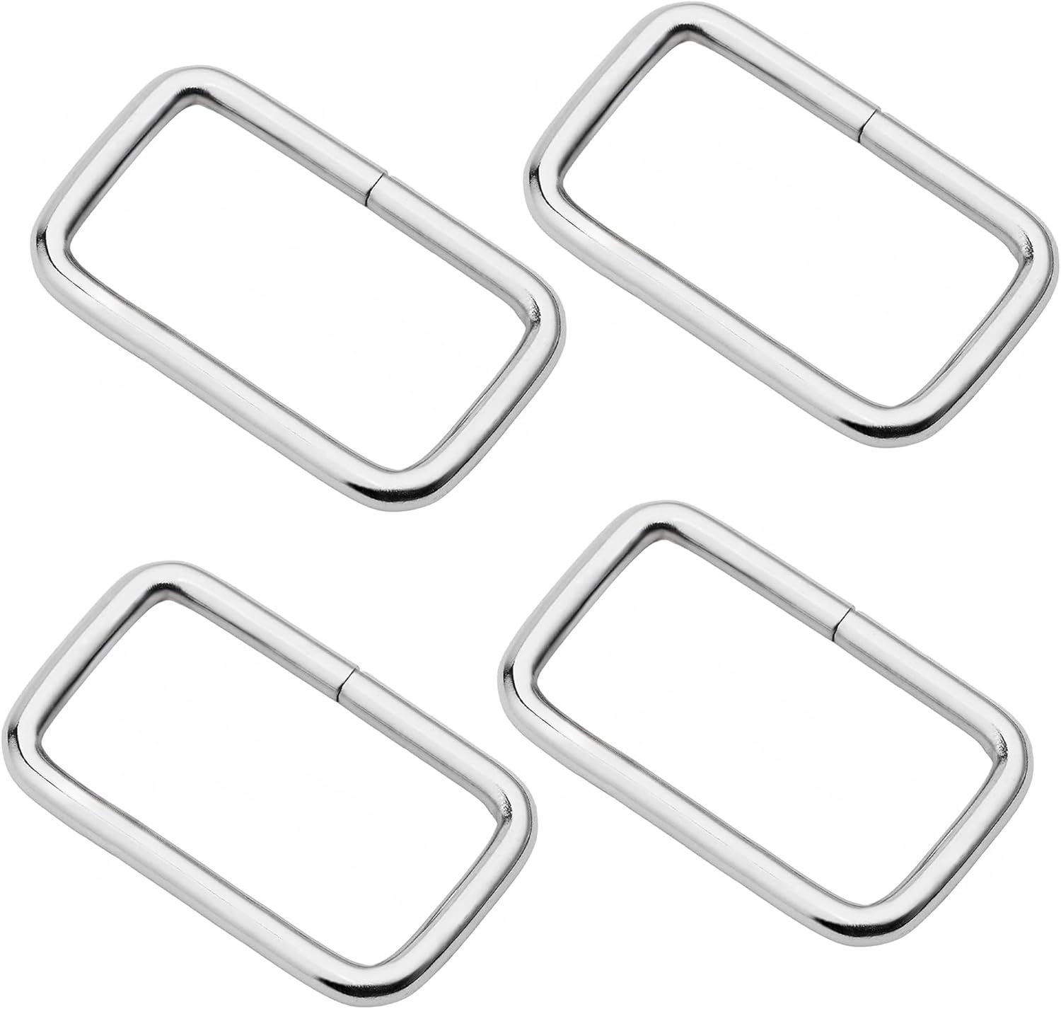 CRAFTMEMORE Metal Rectangle Buckle Ring Fits 1-1/4", 1-1/2" Strap Heavy Duty Rectangular Cord for Bag Belt Loop Purse Making (1-1/2" x 20 pcs, Silver)