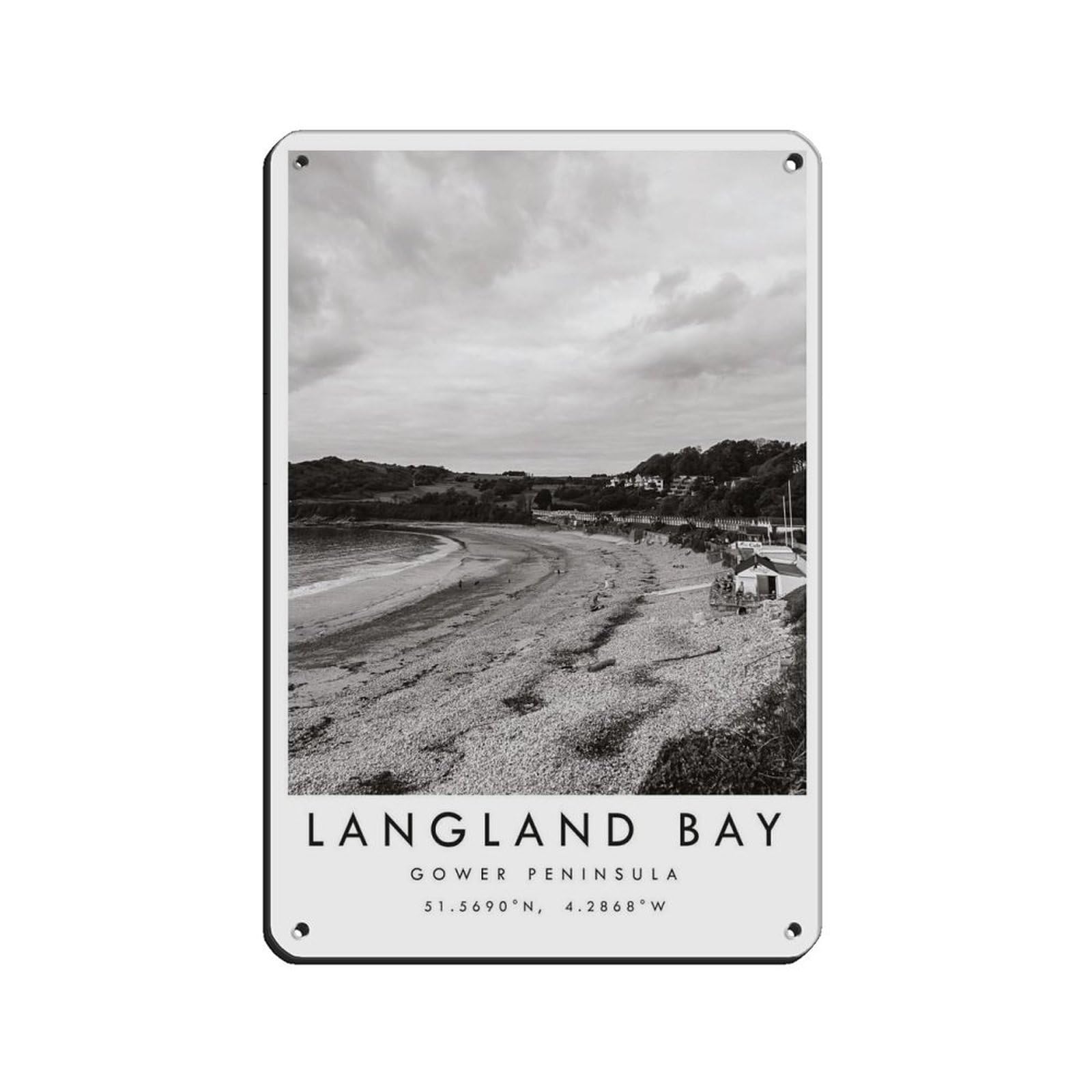 Langland Bay Gower Travel,Gower Peninsula (3) Retro Poster Metal Tin Sign Chic Art Retro Iron Painting Bar People Cave Cafe Family Garage Poster Wall Decoration 8x12inch(20x30cm)