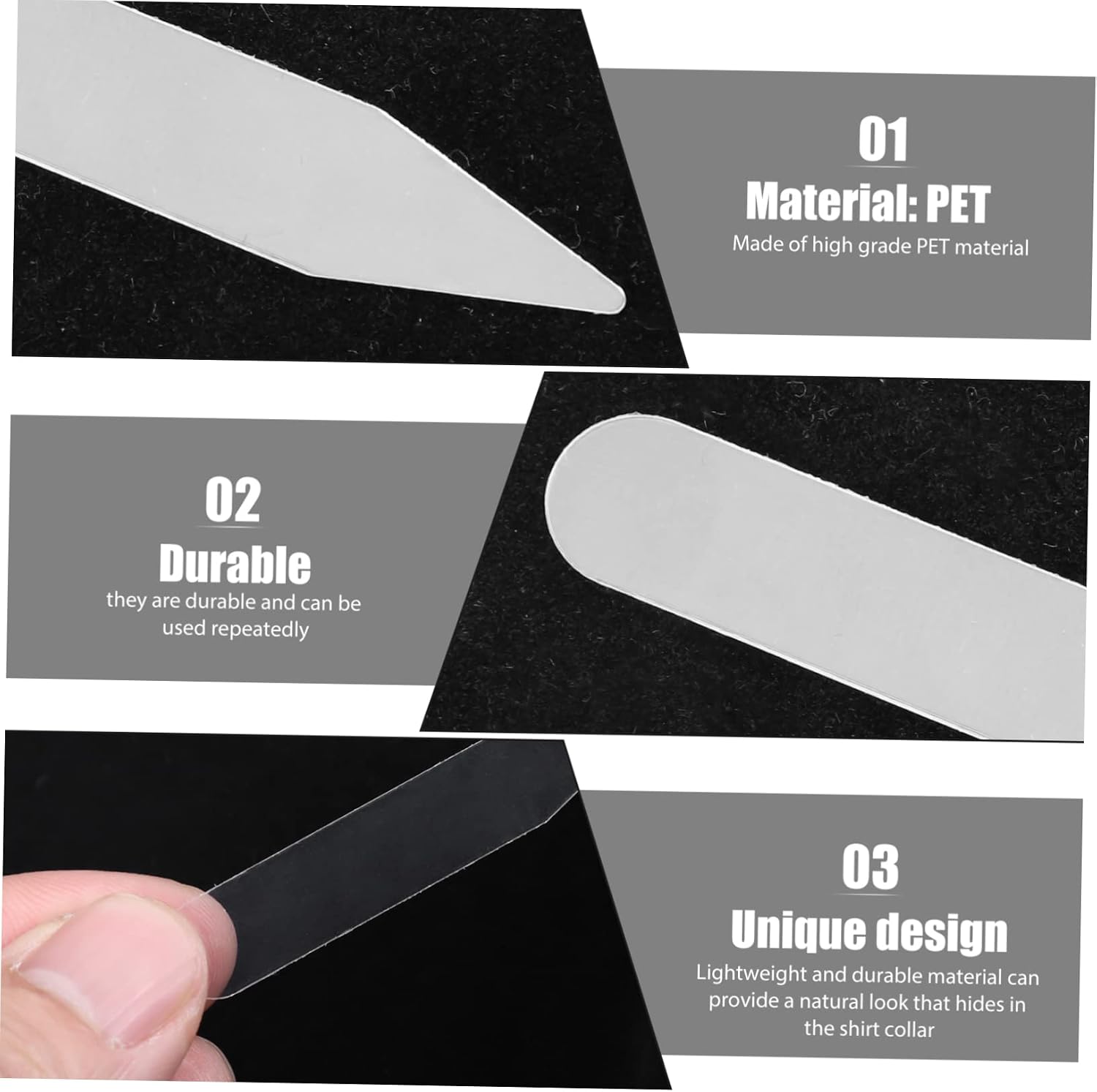 Baluue 900pcs Transparent Pet Collar for Shirt Support Collar Stays for Men and Women Prevents Sagging Lightweight Easy to Store for Dress Shirts and Formal Wear