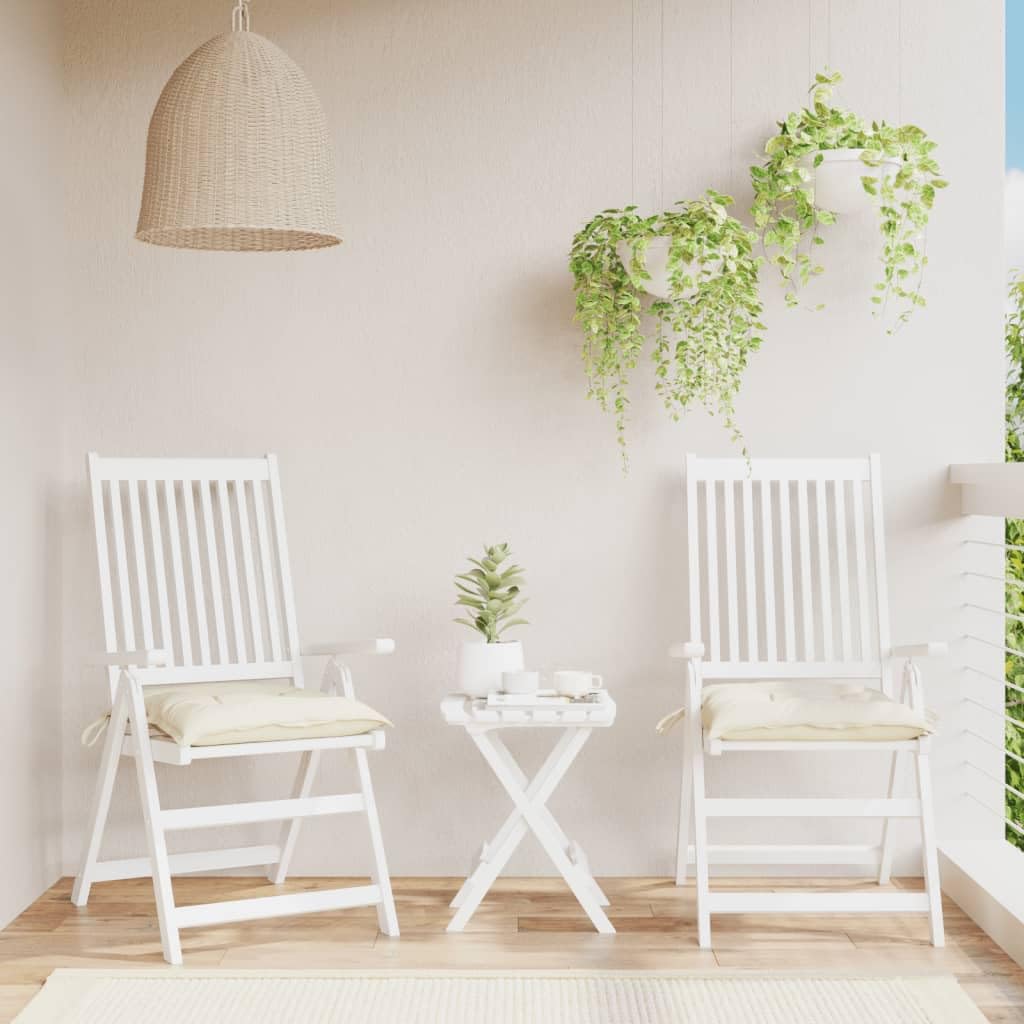 vidaXL Lot de 6 Coussins de Chaise, Galette de Siège avec Jeux de Cordes, Coussin d'Extérieur Imperméable, Blanc Crème 40x40x7 cm Tissu Oxford