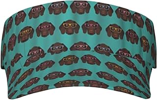 Ousika German Shorthaired Pointer in Glasses Printing Visor Hats Men Women Adjustable Sun Visor Caps Empty Top Baseball Cap Sun Visor for Travel,Sports,Climb Black