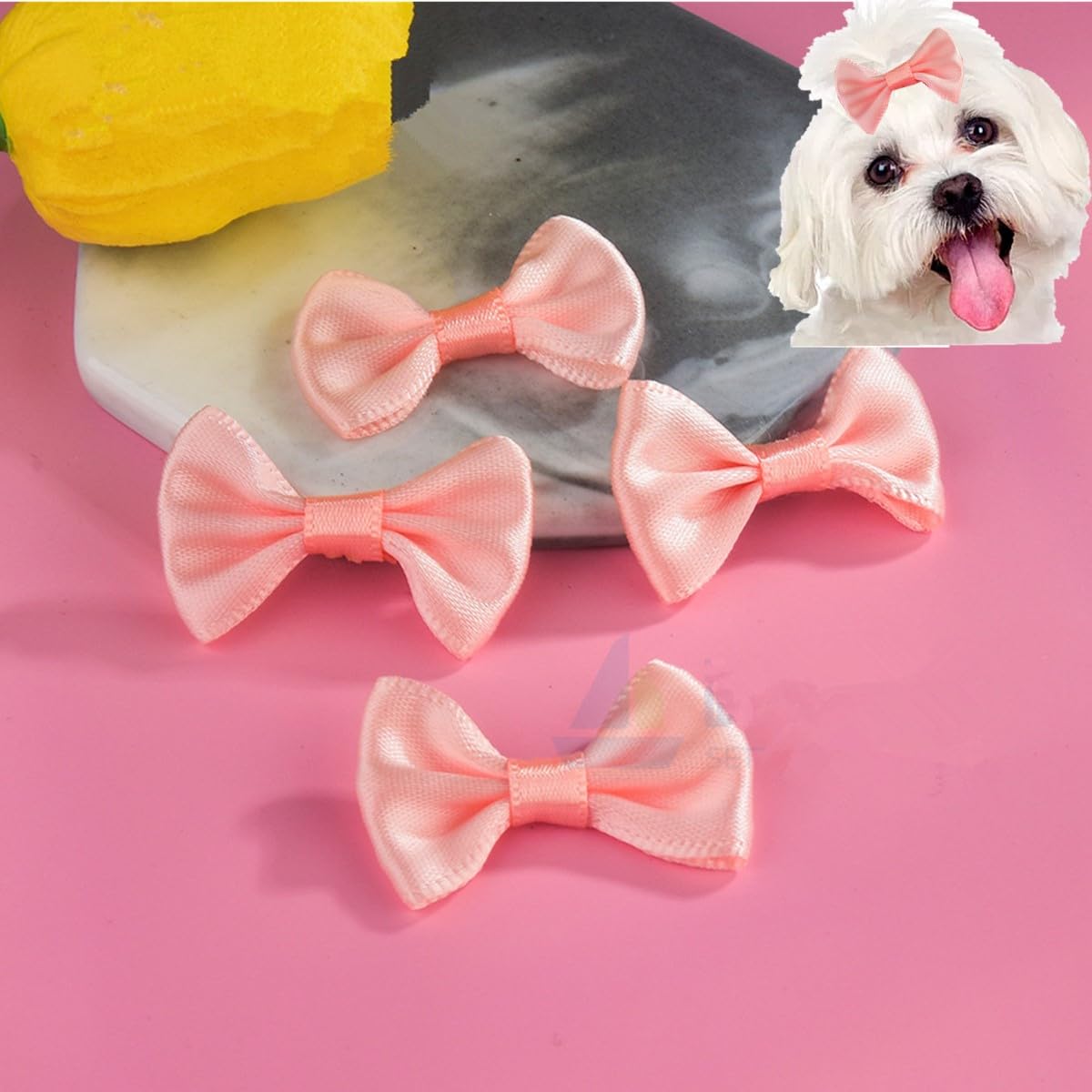cuhair 5pcs Small Dog Hair Clips,Bow with Clip for Dogs Cats Pets,Puppy,Yorkshire Maltese,Dog Hair Grooming Accessories Bow (light pink)