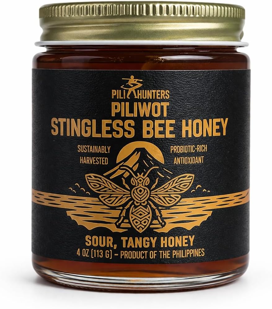Pili Hunters - Kiwot Stingless Bee Honey, Delicious Premium Sweet and Sour Wild Harvested Raw Honey, Fermented, All Natural, Non-GMO Rainforest Superfood (4 oz. Jar)
