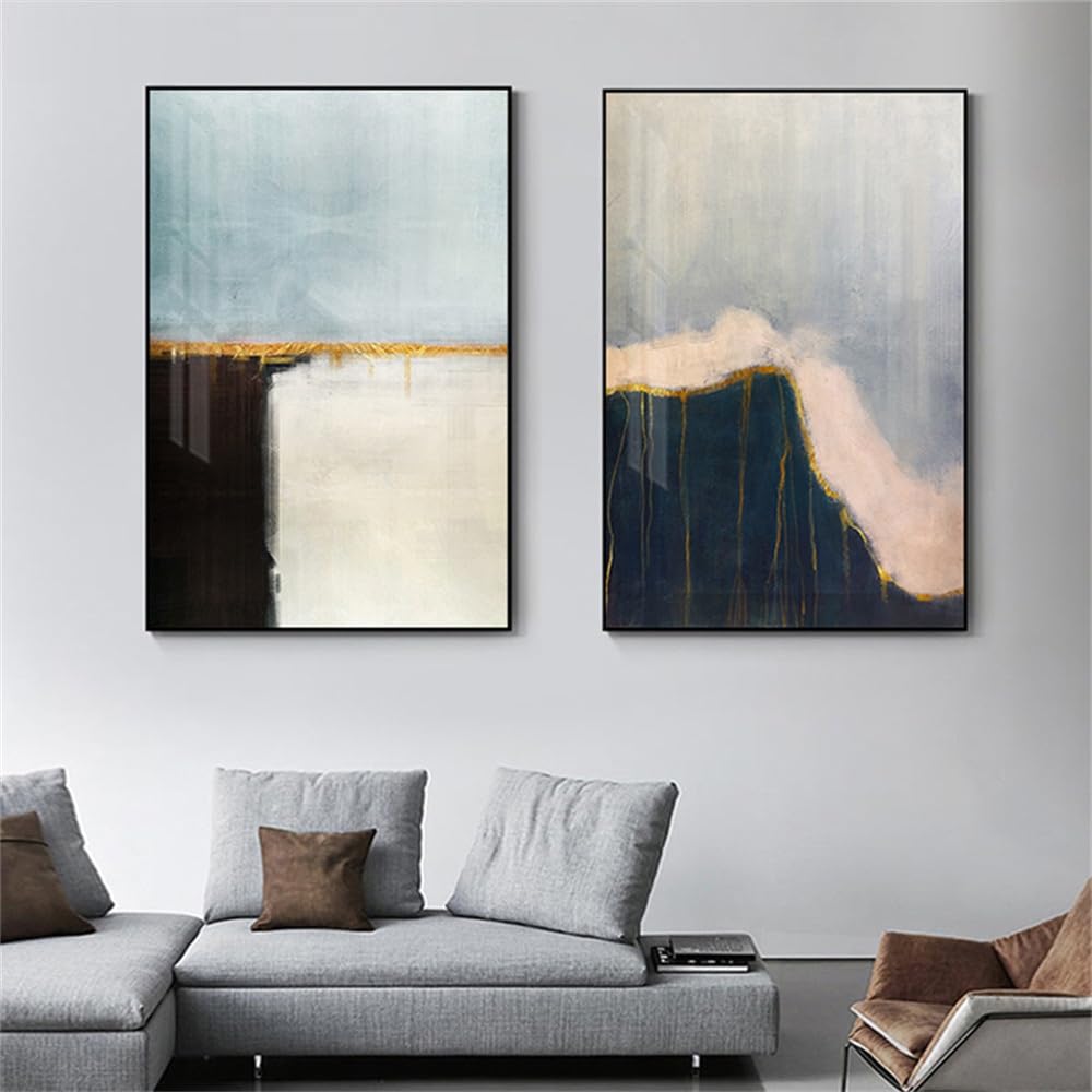 WUHBCZ Art Decor,Nordic Watercolor Color Blocks Poster Print Modern Canvas Art Wall Pictures for Living Room Bedroom Office Abstract Ocean Painting Decoration-30 * 50cm*2PCS (No Frame)