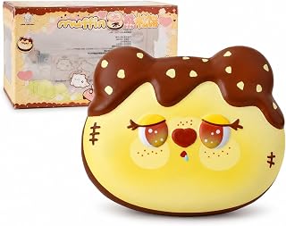 Jumbo Sleepy Bear Squishy Toy, 5.1 Inch Slow Rising PU Memory Foam Fidget for Adults Tactile Sensory Animal Squeeze Tool for Office Desk and Calming Focus(Choclate Bear)