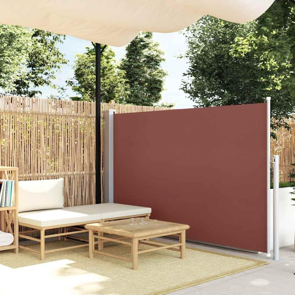 Store latéral extensible 140x500 cm marron en polyester et acier