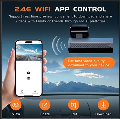Veement Dash Cam Front 2.5K: Veement Mini Dash Cam For Cars, 1440P Car Camera With App thumb #3