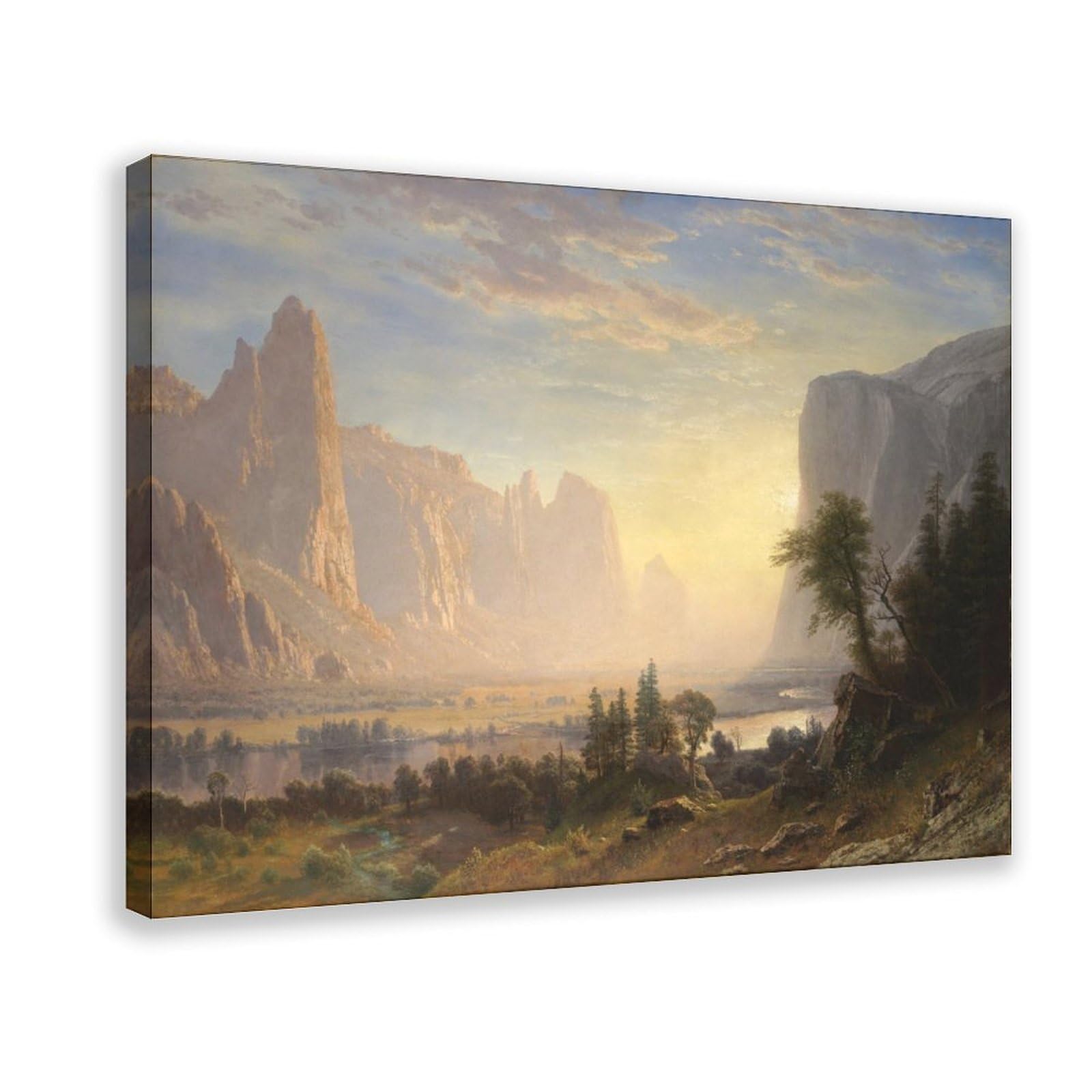 WCYB Valley of The Yosemite by Albert Bierstadt Posters Prints Canvas Deco Paintings Wall Art Frame 12" L X 18" W