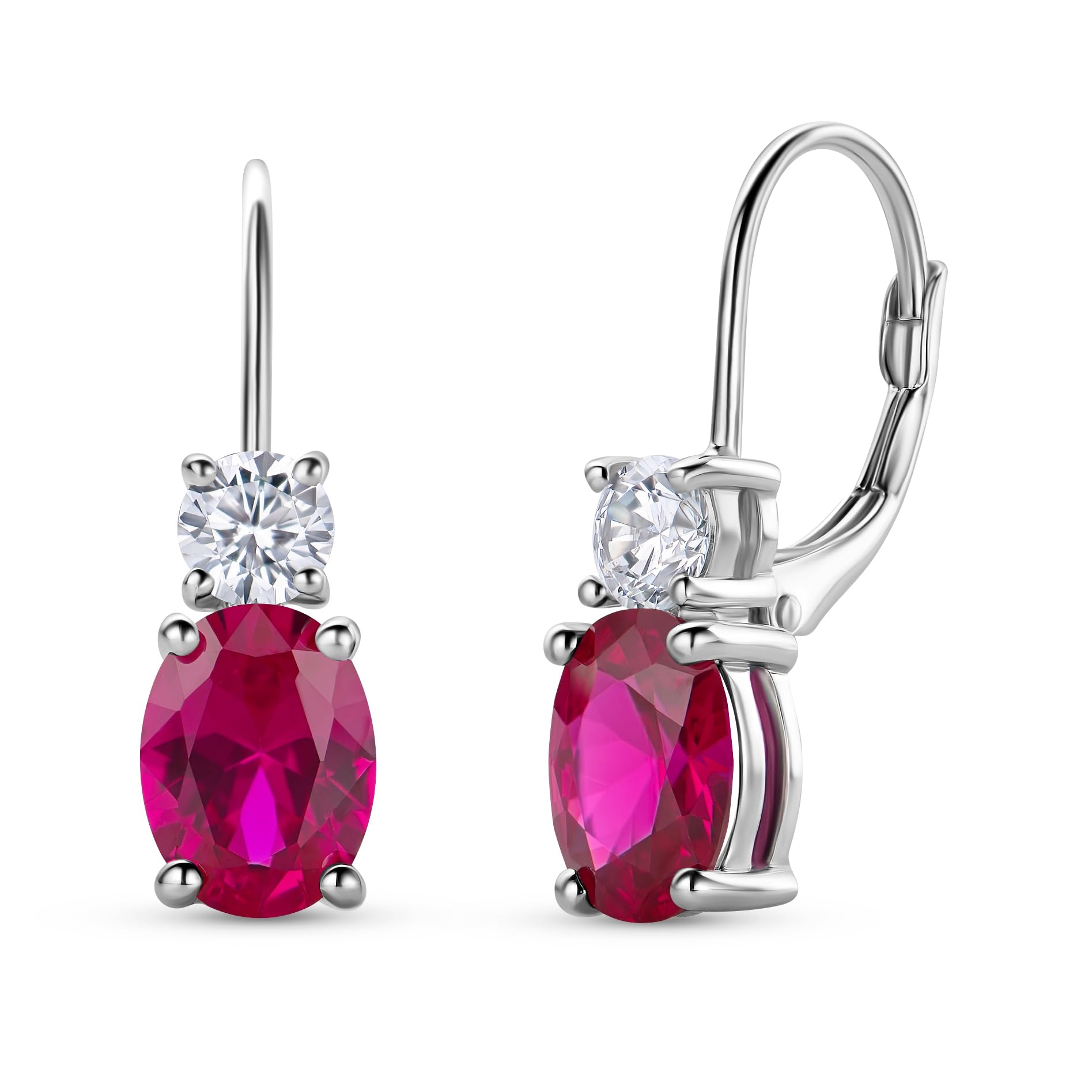 MIORE Schmuck, Ohrhänger Damen, Ohrringe Silber 925, Damenohrringe mit Smaragd/Rubin und Zirkonia, Creolen Silber 925, Ohrschmuck