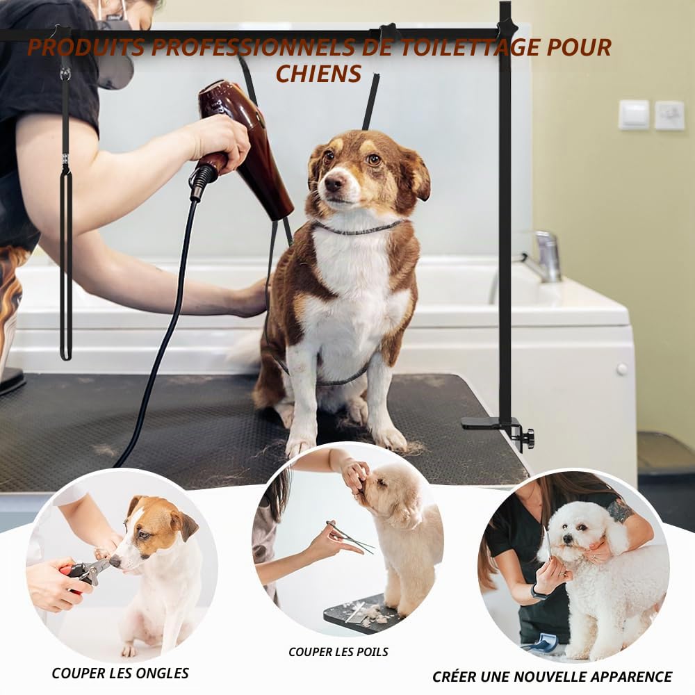 SMONTER Collier de soin pour chien avec pince, Collier de soin réglable avec lanière, article de soin pour chiens et chats à hauteur et largeur réglables
