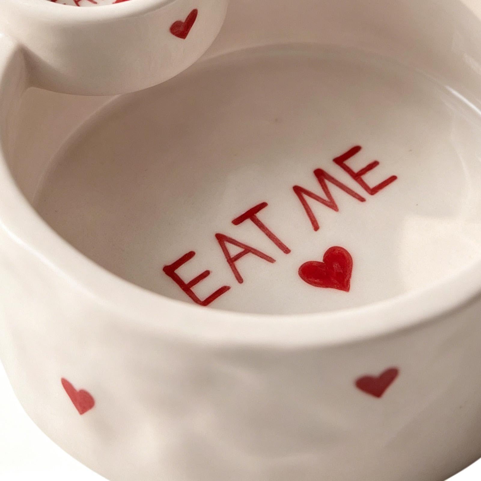 separatore per salsa, doppio scomparto in ceramica, di servizio per patatine, separato per la colazione di , festa, scuola, pranzo, picnic, ufficio, cena,