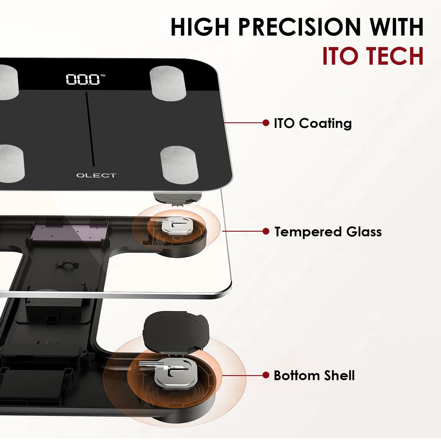 Qlect Smart BMI Weight Machine for Body Weight with 18 Body Parameters Sync with Mobile App, Body fat Analyzer Machine with 2 Yrs Warranty Bluetooth Weighing Machine - Image 5 thumbnail