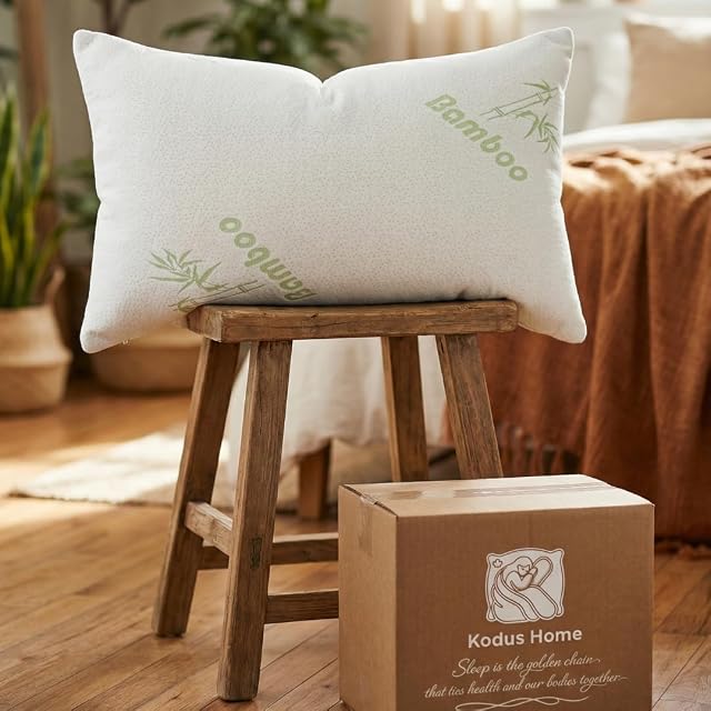 Bamboo Sleeping Bed Queen Size Pillow 2 Pack Made in Canada for Side, Back & Stomach Sleepers | Bamboo Premium Hotel Quality Cover Cooling Microgel Filling Supportive Pillow - 20"X30"