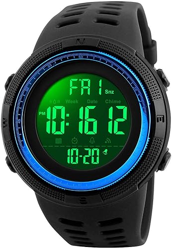 Fanmis Mens Digital LED Sports Watch Military Multifunction 12H/24H Time Dual Time Alarm Countdown Back Light...