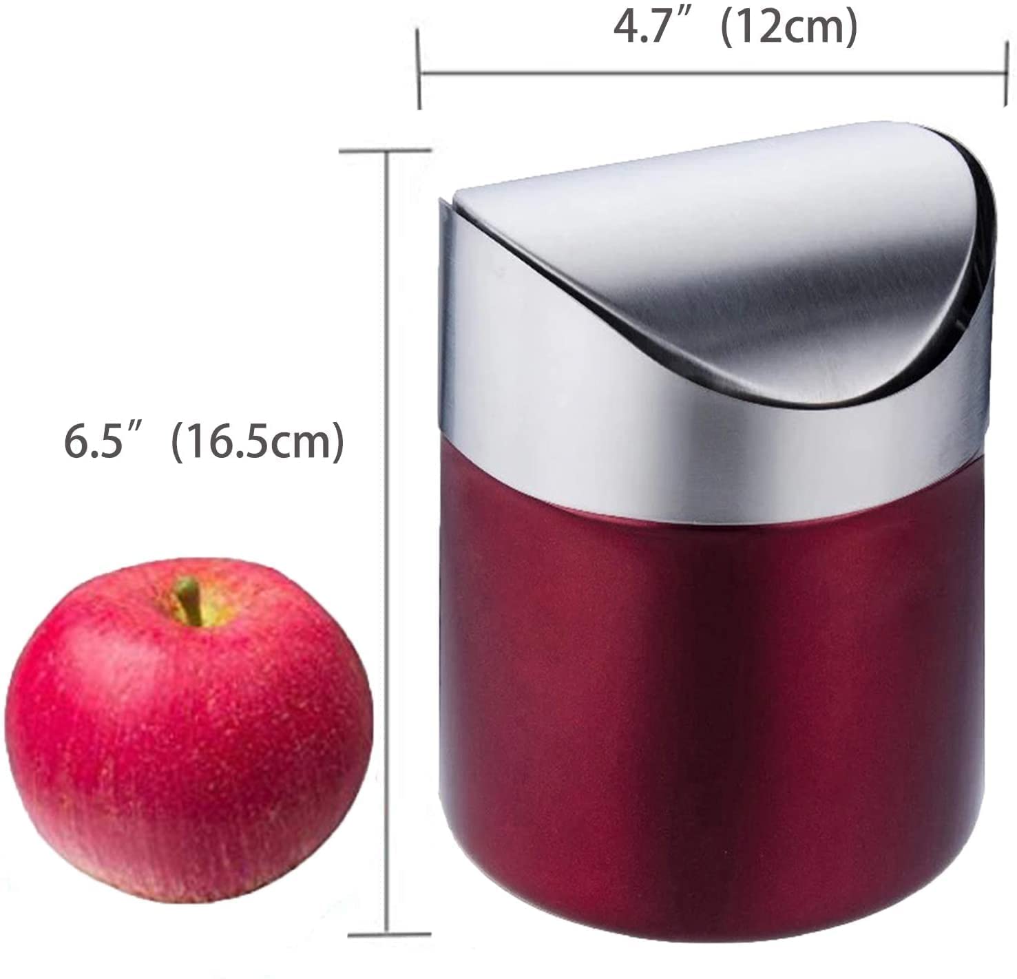 ETRAVEL Mini Desktop Bin, Brushed Stainless Steel Swing Trash Can, Small Desk Bin, Indoor Dustbin, 12 * 12 * 16.5CM - Image 4