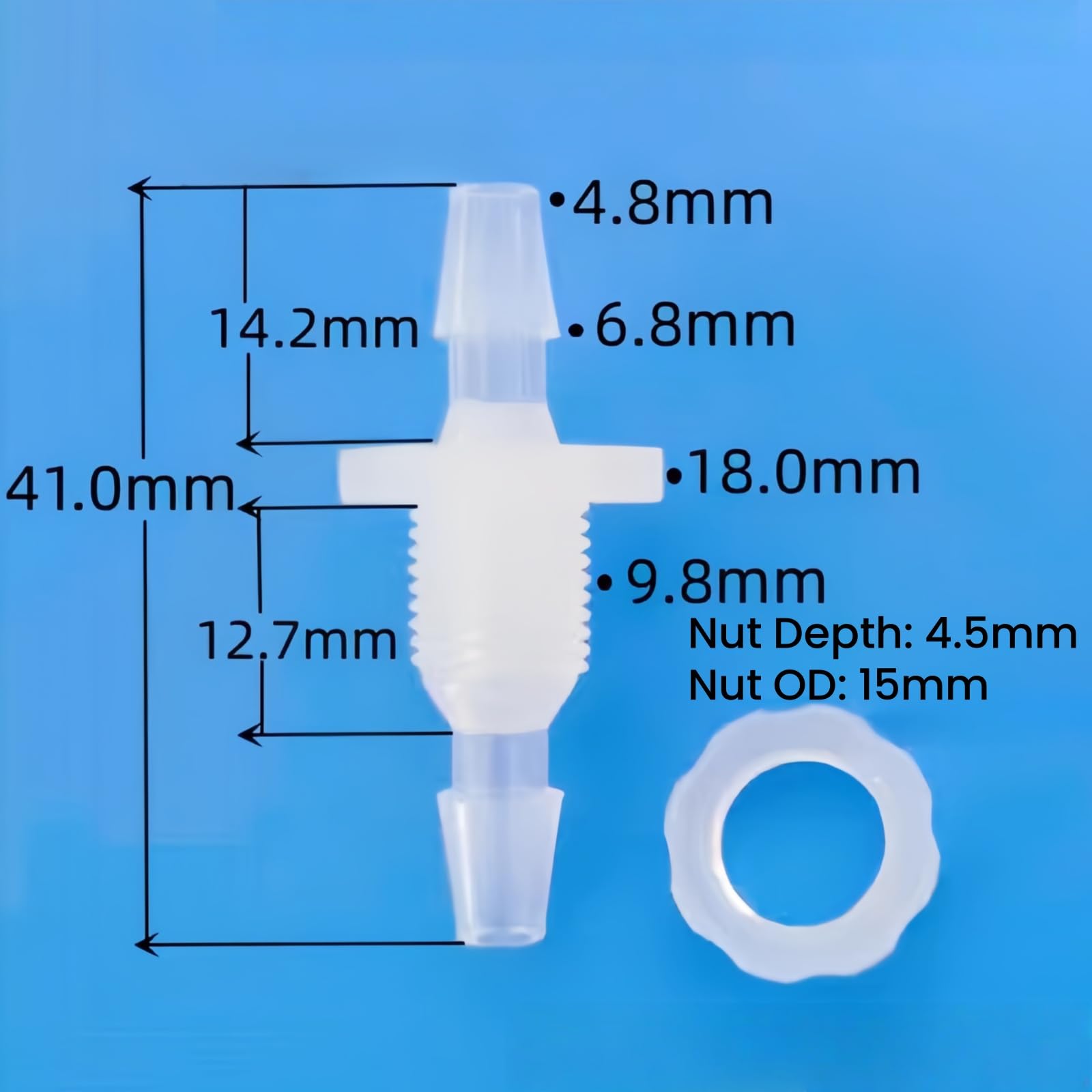 50 juegos de accesorios de púas for manguera de mamparo de calidad alimentaria for acuario, laboratorio, línea de agua(3/16inch-M10 Male Thread)