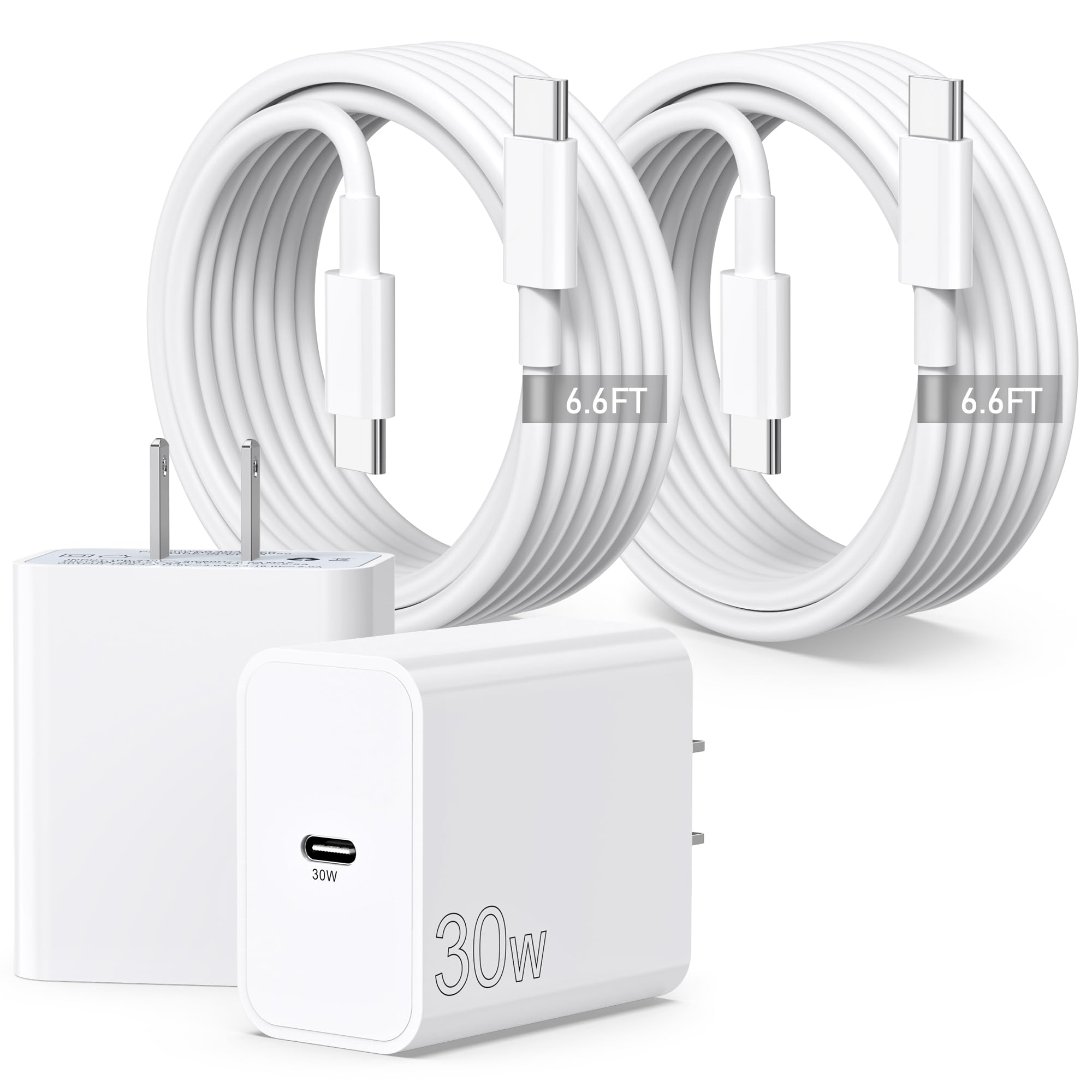 Daniut [2025 Upgraded] 30W USB C Super Fast Charger for Google Pixel 9/9 Pro/9 Pro XL/8/8a/8 Pro/7 Pro/7a/7/6/5/4/3 XL, 2Pack 30W Type C Wall Charger Block Fast Charging with 60W 6FT USB C to C Cable