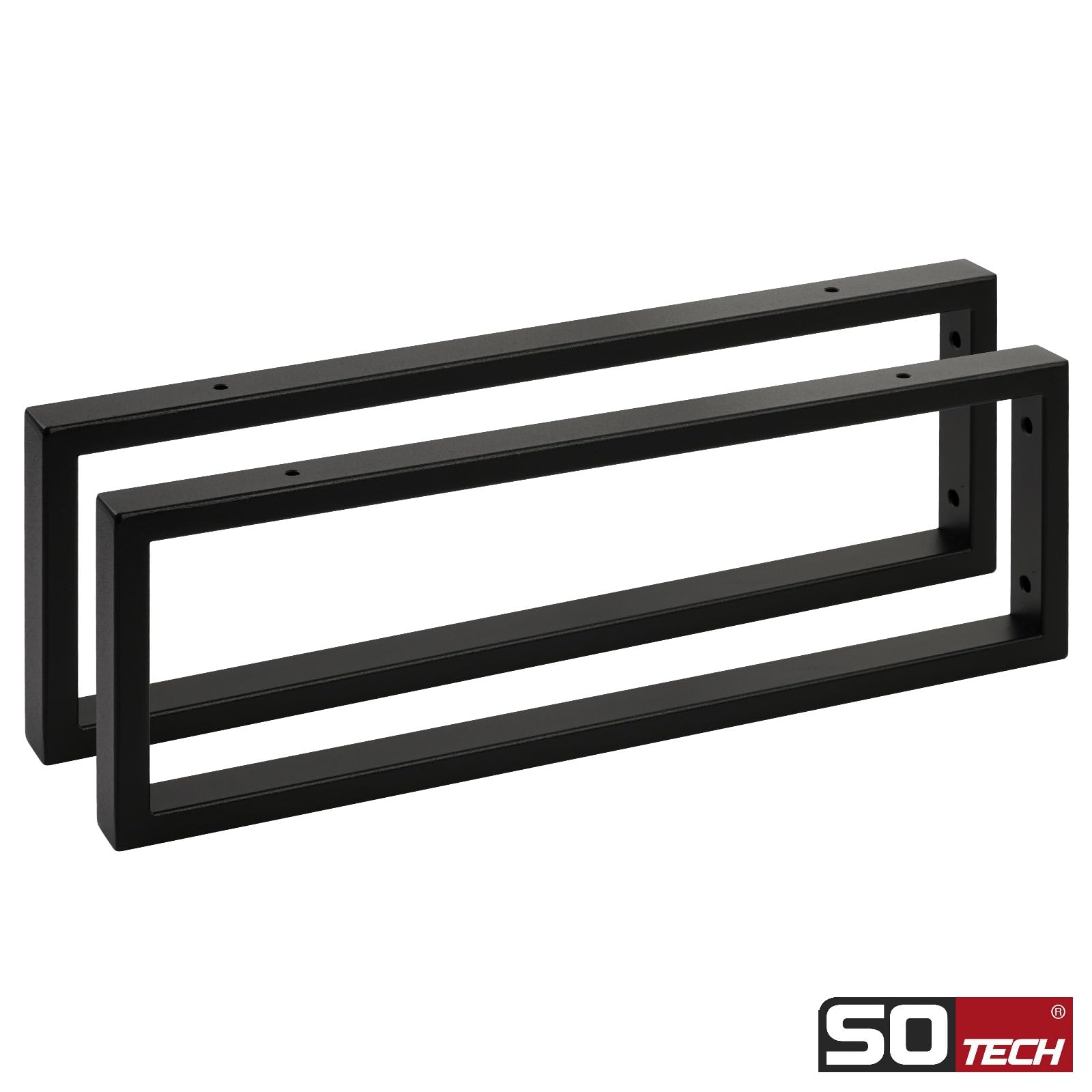 SOTECH 2 Stück Waschtischkonsolen WK500 mm schwarz matt, Design-Waschtischhalterung, stabile Wandkonsolen, Konsolenträger für Aufsatz-Waschschale, Handtuchreling