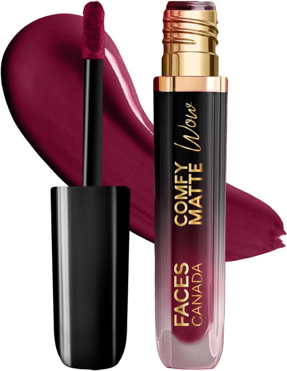FACES CANADA Comfy Matte Wow Liquid Lipstick - Plum Passion 04 (Plum) 3.8ml | One Swipe Application | Highly Pigmented | Comfortable Wear | Glides Smoothly | Long Lasting | Transferproof