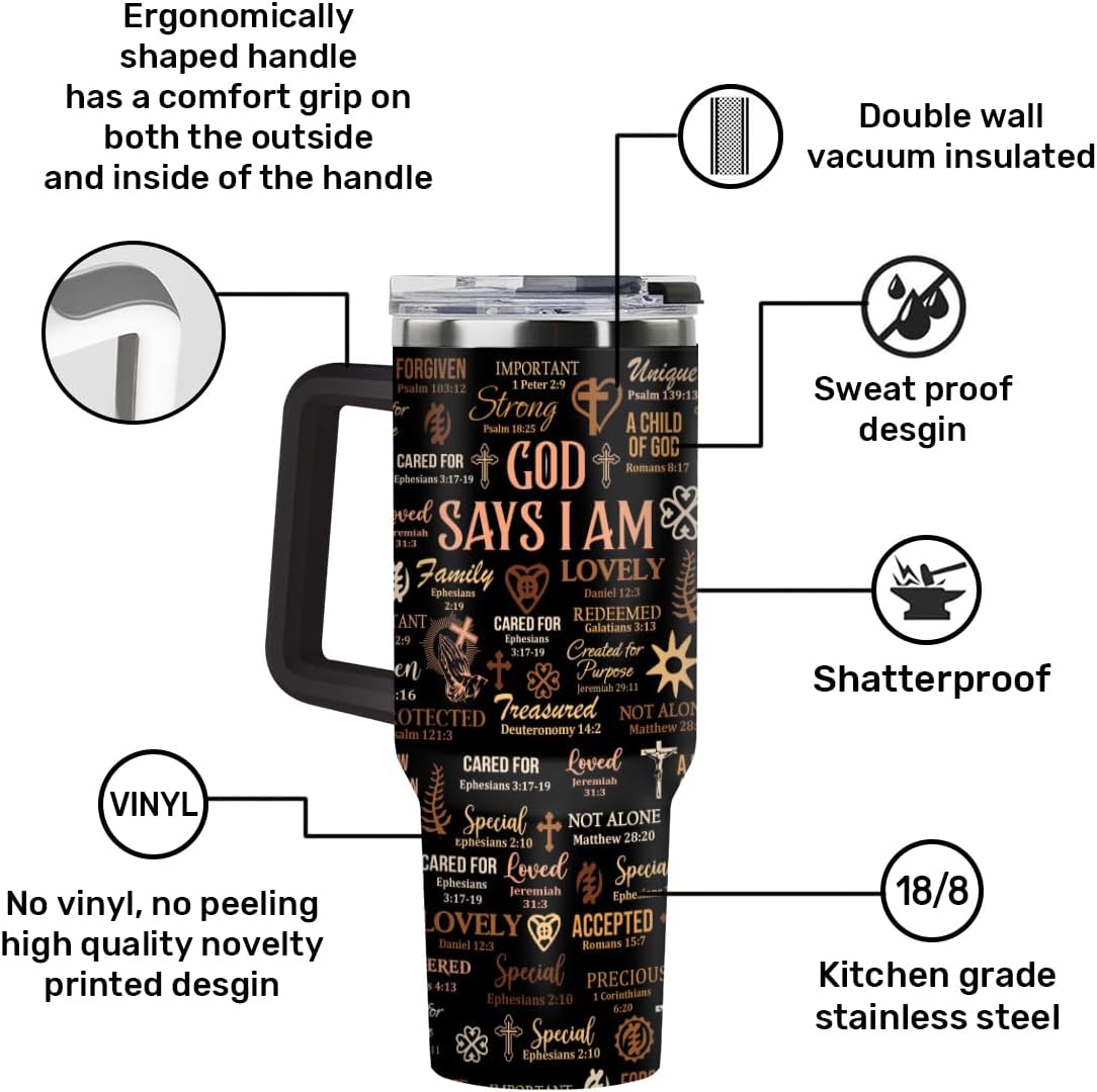 Sistabag - Coffee Tumbler For Black Women - Birthday, Mother's Day, Christmas Gifts For Women, Pride Tumbler For Woman (God Says I Am, 40 Oz) - Image 5