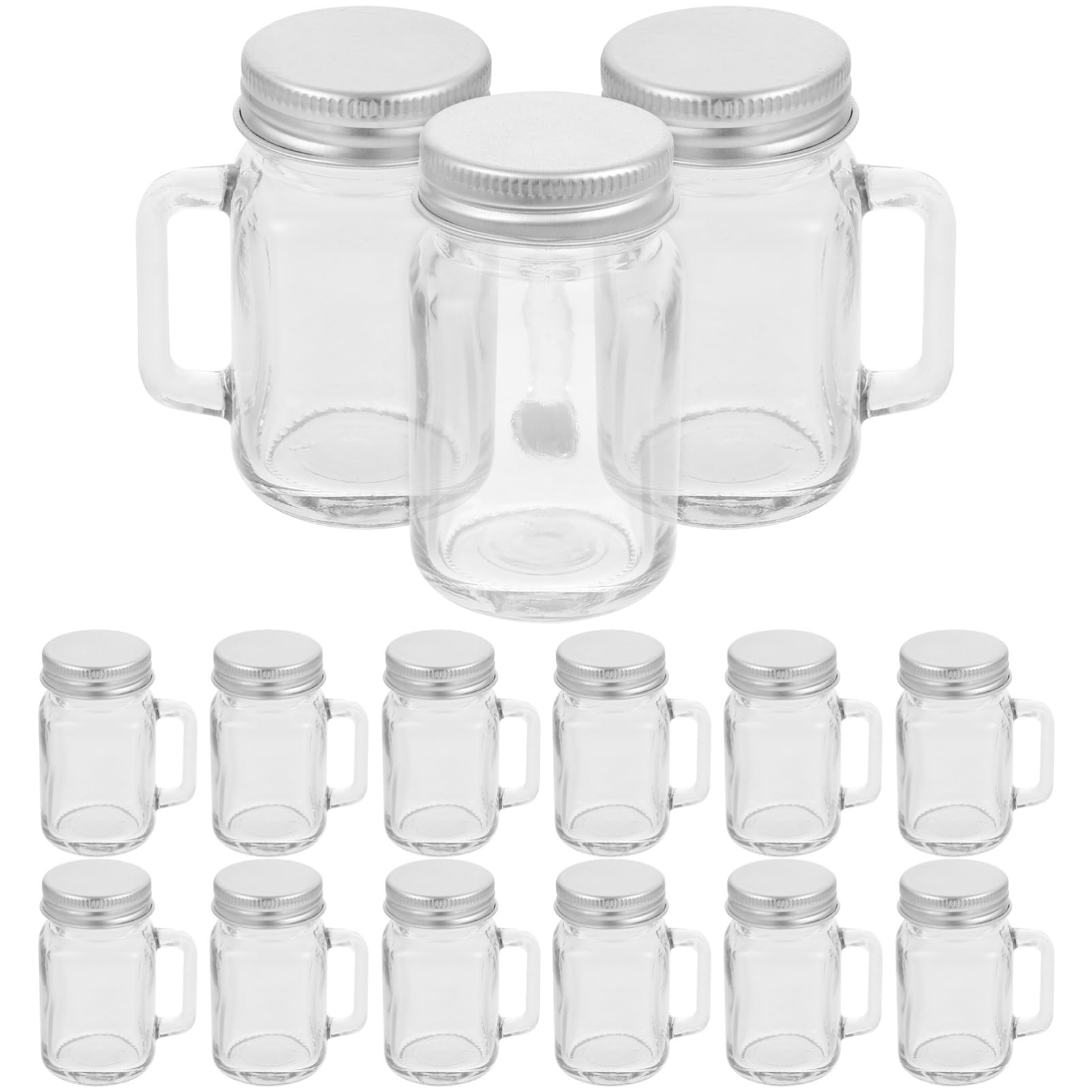 Zerodeko 16 Stück Mini Glasgefäße mit Deckel Teiliges Wiederverwendbare Marmeladengläser für Tee Kaffee Aufbewahrung Spülmaschinenfest für Küche und Diy Projekte