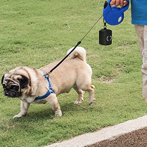 Image of Petmolico Dog Poop Bag Holder Leash Attachment, Dog Waste Bag Dispenser Zippered Pouch, Fits Any Puppy Leash, Includes Free Roll of Poop Bags, Poop Bag Dispenser - 2 Pack, Black