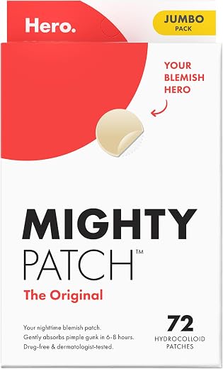 Hero Cosmetics Mighty Patch™ Original Patch - Hydrocolloid Acne Pimple Patch for Covering Zits and Blemishes, Spot Stickers for Face and Skin (72 Count)
