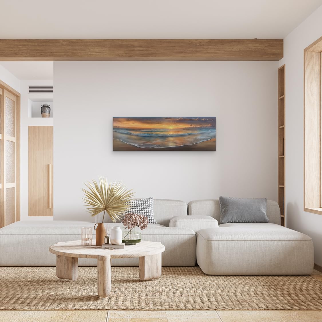 Artaza Leinwand Bilder Sonnenuntergang Meer - 90x30 cm - Wanddeko Strand - Wandbilder Ozean - Deko Wohnzimmer