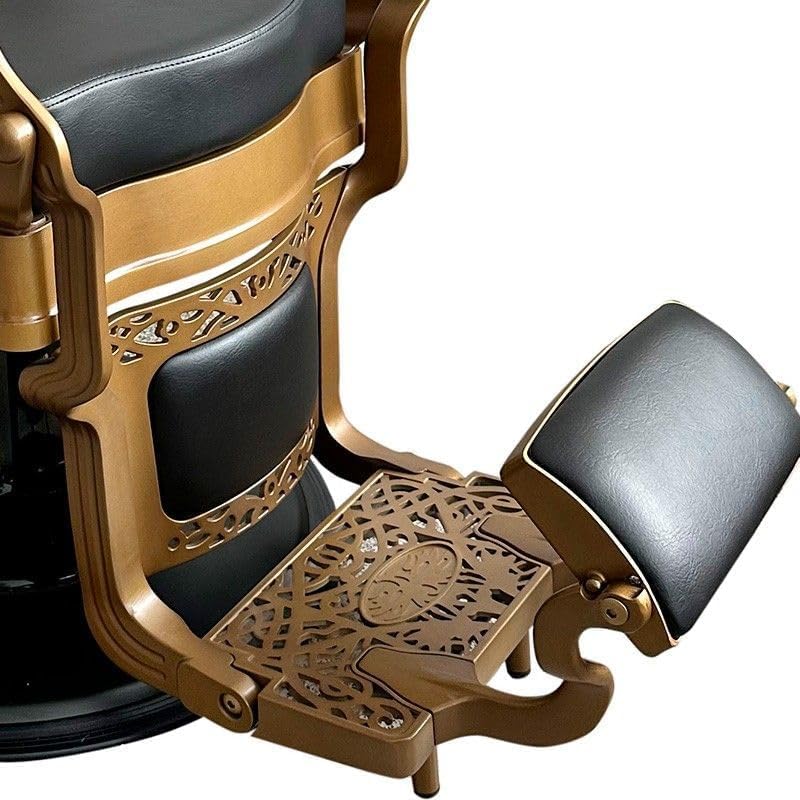 Genérico Sillón Clásico de Barbero hidráulico Estilo Vintage con reposapies Integrado Modelo Check-G Negro