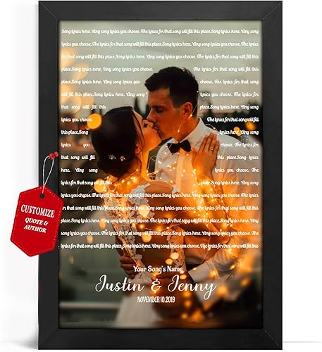 Vista 64 de Cartel de letras de canción de regalo personalizado para esposo, letras personalizadas y foto de pareja Wallart Letras de canciones de Wallart, arte
