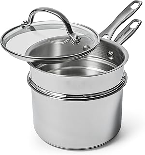 Sur La Table 2 Qt Stainless Steel Double Boiler with Tempered Glass Lid ...