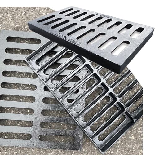 Grille de drainage en fonte pour garage et extérieur de 20 x 10 pouces